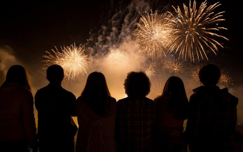 family watching the fireworks, Melbourne holidays, October 2024, Australia