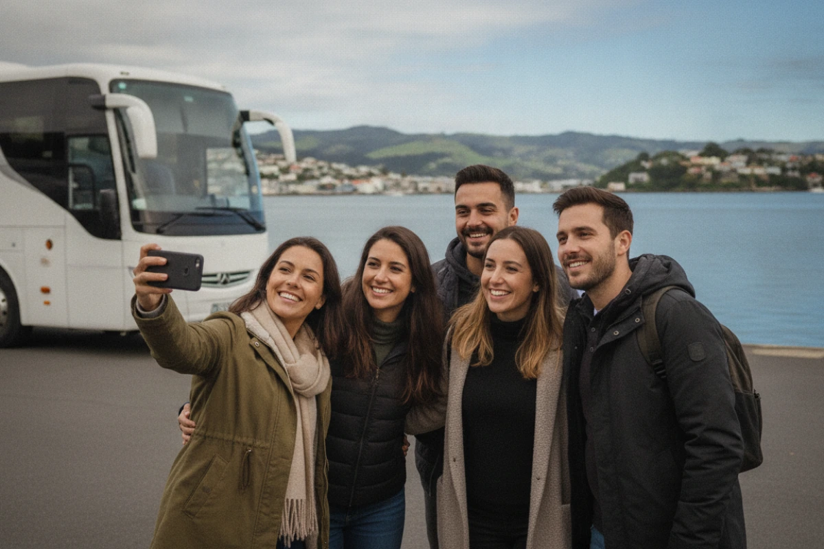 Coach hire on the Wellington waterfront