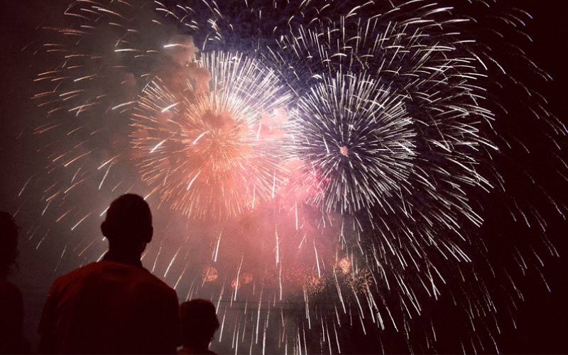 family watching the fireworks, Adelaide holidays, October 2024, Australia