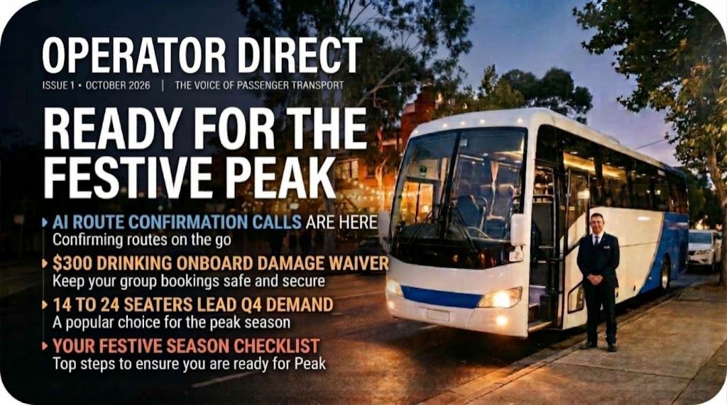 Operator Direct, Issue 1, October 2026. Industry news, compliance updates and market benchmarks for Australian coach and bus operators.