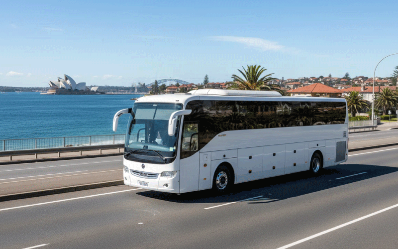 Corporate conference attendees boarding CoachHire transport