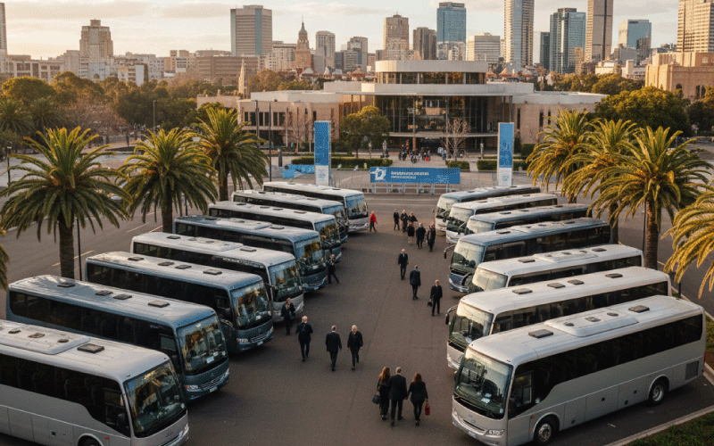 Groups arriving by charter bus at the Adelaide Festival Centre for the Adelaide Cabaret Festival 2026