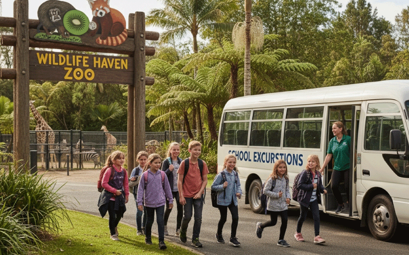 Students boarding a professional bus for a safe school excursion in Adelaide South Australia