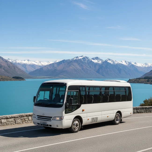 Minibus on Queenstown Scenic Road